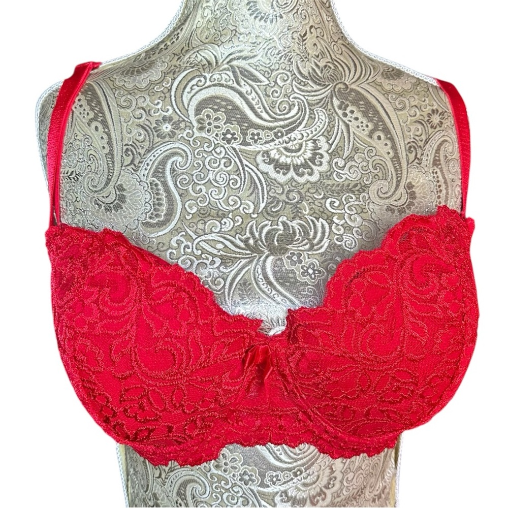 Vibrant Red Lace Underwire push up bra 40D Sexy Valentine Hot Dancer Lingerie